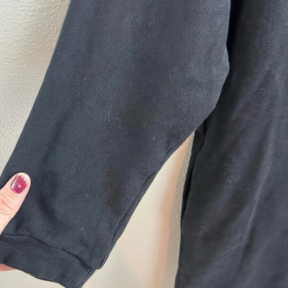 KENZO Sport Sweater Terry Cloth Sweatshirt Dress Black Logo Back V-Neck Small - Picture 5 of 14